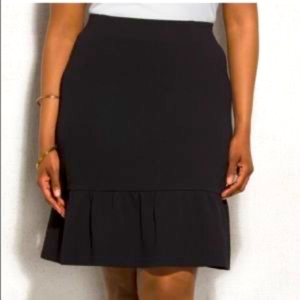 Roz & Ali Black Peplum Fitted Knee Length Skirt Sm